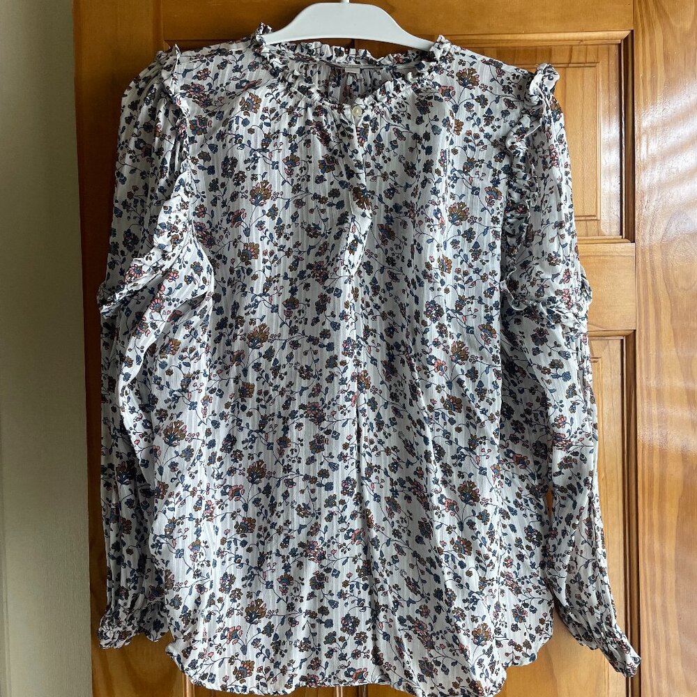Long Sleeve Floral Blouse- Loft- Size L